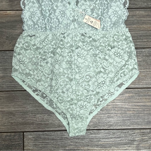 Free People X HAH Comin in Haht Lace Bodysuit Size Large Something Blue - Picture 6 of 16
